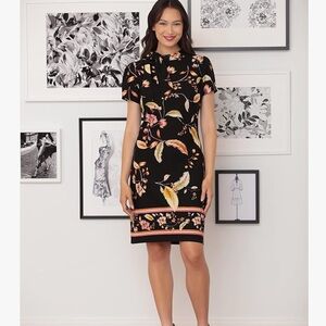 London Times Women's Side Neck Tie Knee Length Dress Size 10